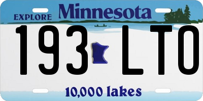 MN license plate 193LTO