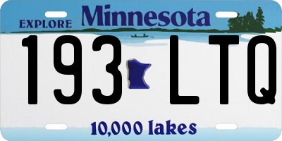 MN license plate 193LTQ