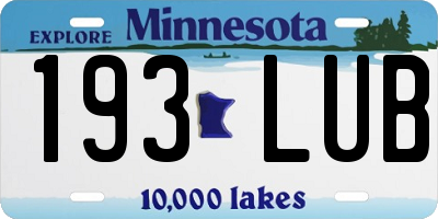 MN license plate 193LUB