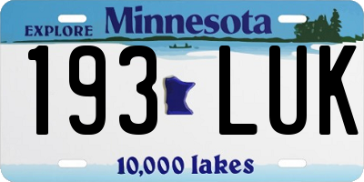 MN license plate 193LUK