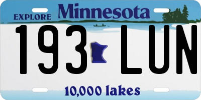 MN license plate 193LUN