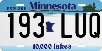 MN license plate 193LUQ