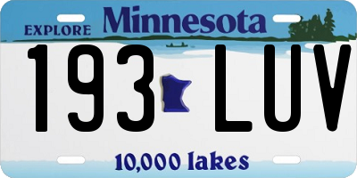 MN license plate 193LUV