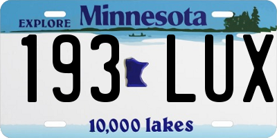 MN license plate 193LUX