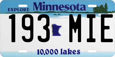 MN license plate 193MIE