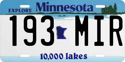 MN license plate 193MIR