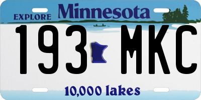 MN license plate 193MKC