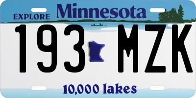 MN license plate 193MZK