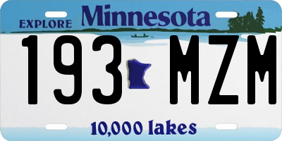 MN license plate 193MZM