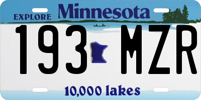 MN license plate 193MZR