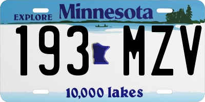 MN license plate 193MZV
