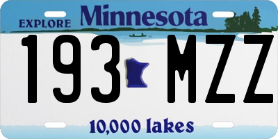 MN license plate 193MZZ