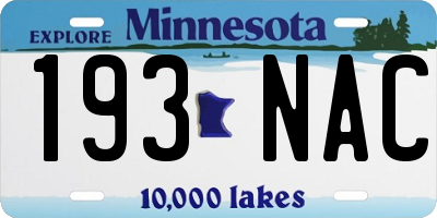 MN license plate 193NAC