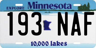 MN license plate 193NAF
