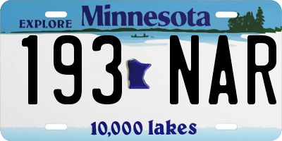 MN license plate 193NAR