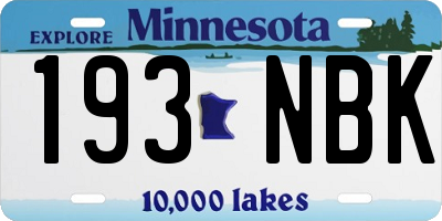 MN license plate 193NBK