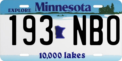 MN license plate 193NBO