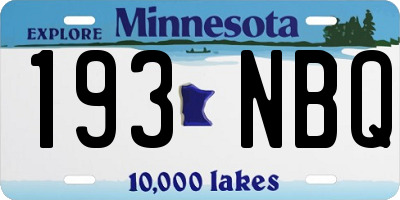 MN license plate 193NBQ