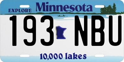 MN license plate 193NBU