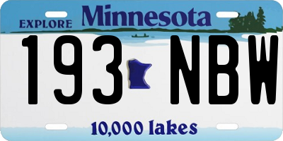 MN license plate 193NBW