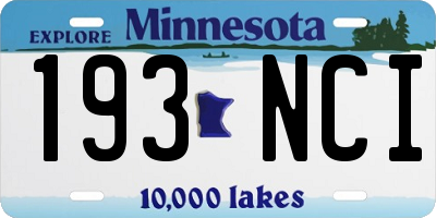 MN license plate 193NCI
