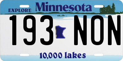 MN license plate 193NON
