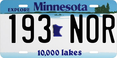 MN license plate 193NOR