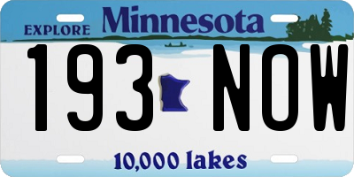 MN license plate 193NOW