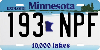 MN license plate 193NPF