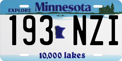 MN license plate 193NZI
