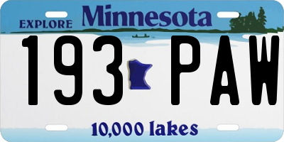 MN license plate 193PAW