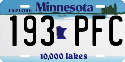 MN license plate 193PFC