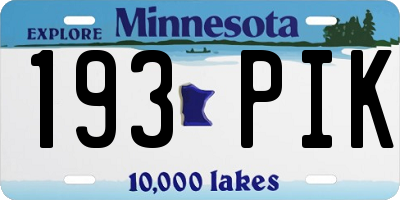 MN license plate 193PIK