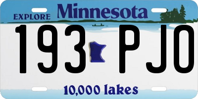MN license plate 193PJO