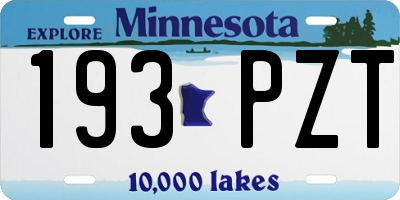 MN license plate 193PZT