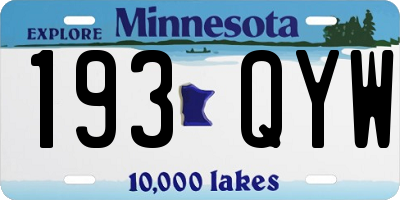 MN license plate 193QYW