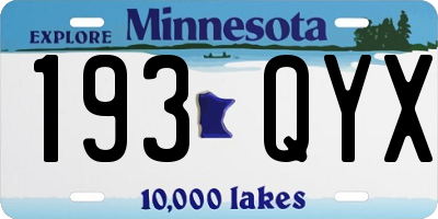 MN license plate 193QYX