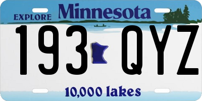 MN license plate 193QYZ