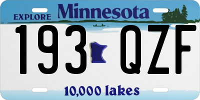 MN license plate 193QZF
