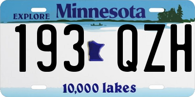 MN license plate 193QZH