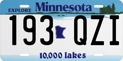 MN license plate 193QZI
