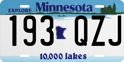 MN license plate 193QZJ
