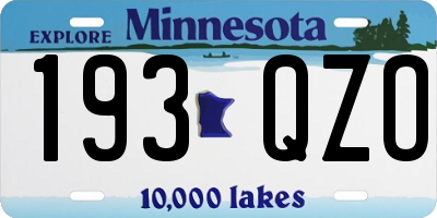 MN license plate 193QZO