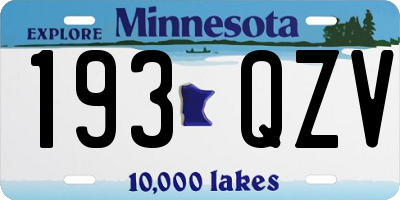 MN license plate 193QZV