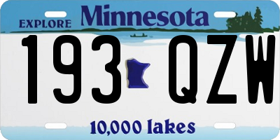 MN license plate 193QZW