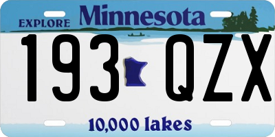MN license plate 193QZX