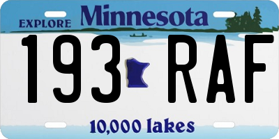 MN license plate 193RAF