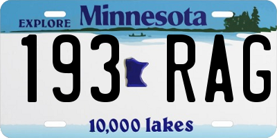 MN license plate 193RAG
