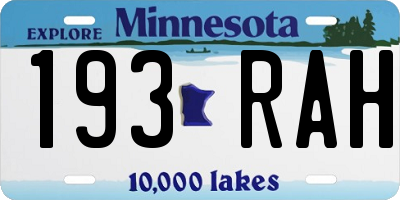 MN license plate 193RAH
