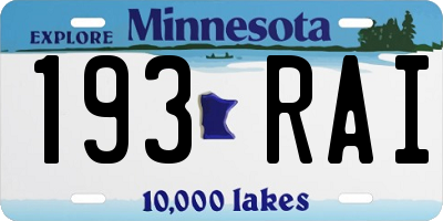 MN license plate 193RAI